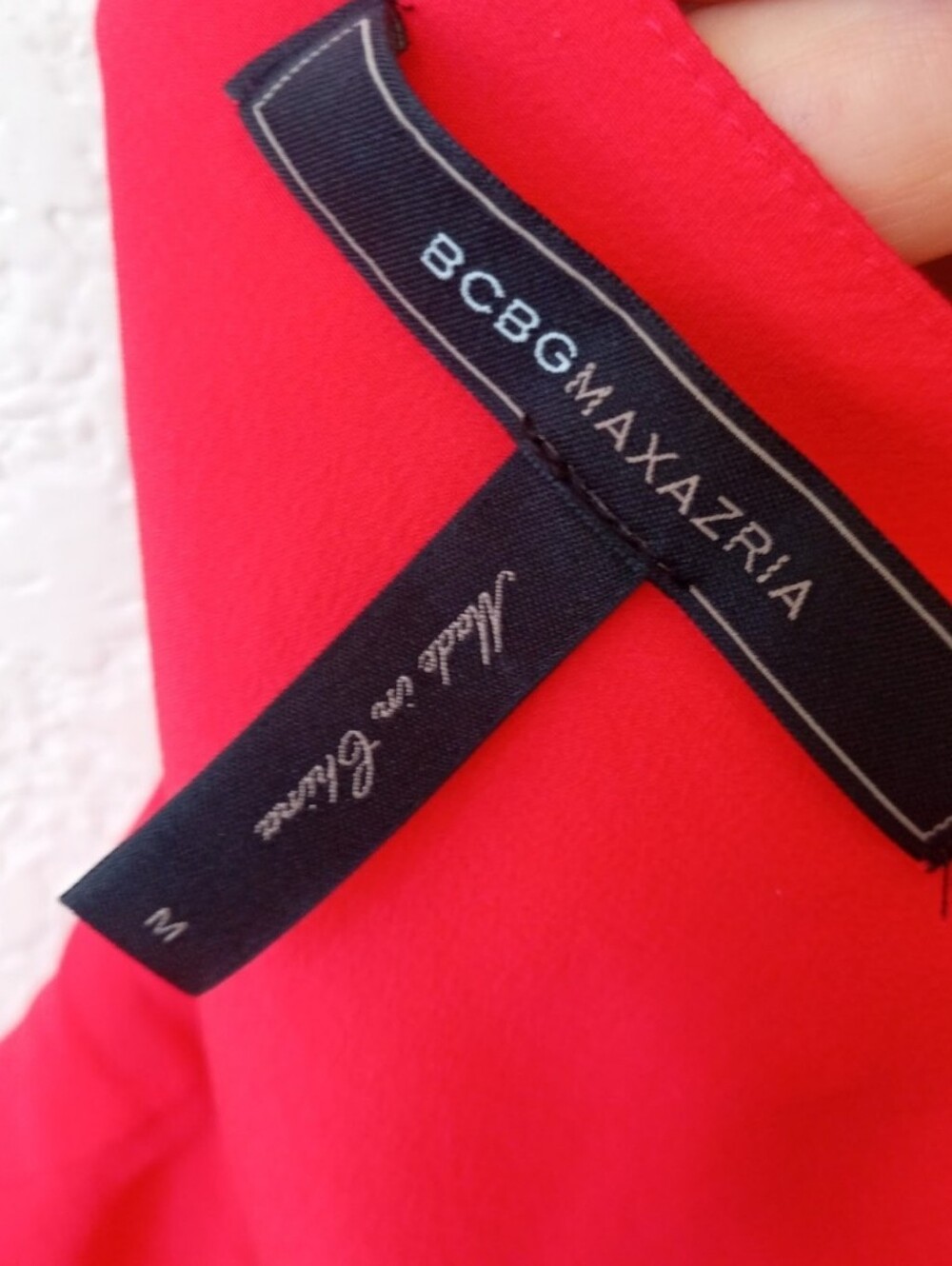 🤍 BCBGMaxAzria red silk asymmetrical blouse - Picture 8 of 9